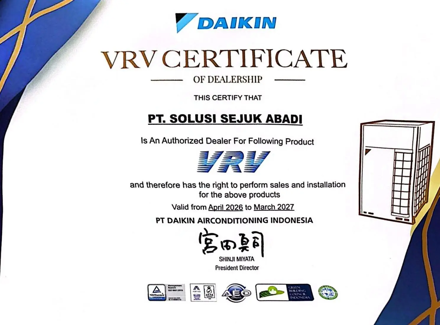 Daikin VRV Certificate